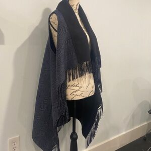 Talbots Navy&Black hi-low Wool Blend Garment/ wrap